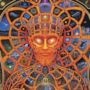 Cosmic Christ by Alex Grey. A nice representation, though I would change the images in the gaps to represent aspects of Jesus' ministry, character, and personality.